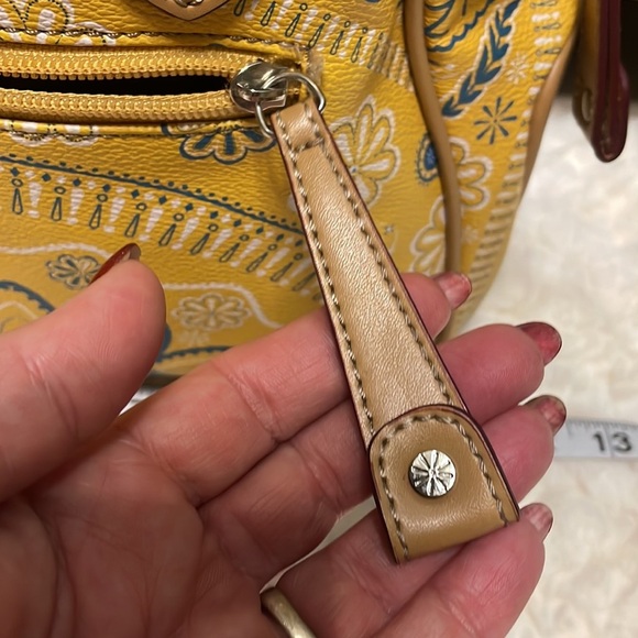 ISAAC MIZRAHI signature Bandana print yellow satchel handbag shoulder bag - Picture 7 of 15